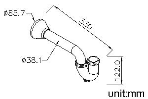 1-1/2 P-Trap W/Cleanout (260mm J-Bending Pipe) thumbnail 2