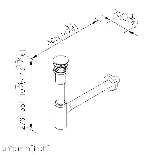 Push-Button Drain W/ Tail Tube & Overflow & T-Trap thumbnail 2