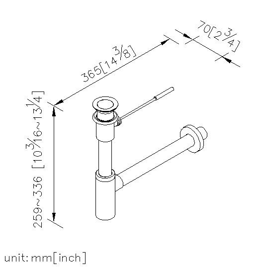 Hand-Drive Pop-Up Drain W/ Tail Tube & T-Trap thumbnail 2
